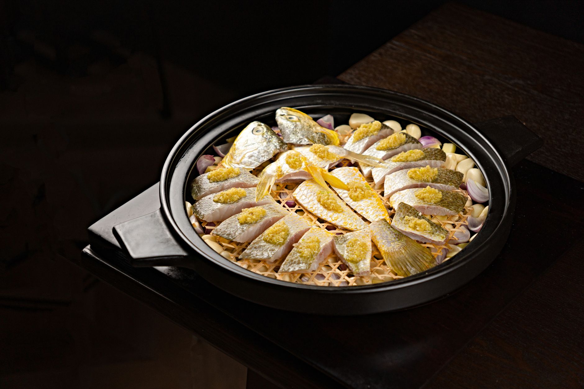 a pan with food on it on a table
