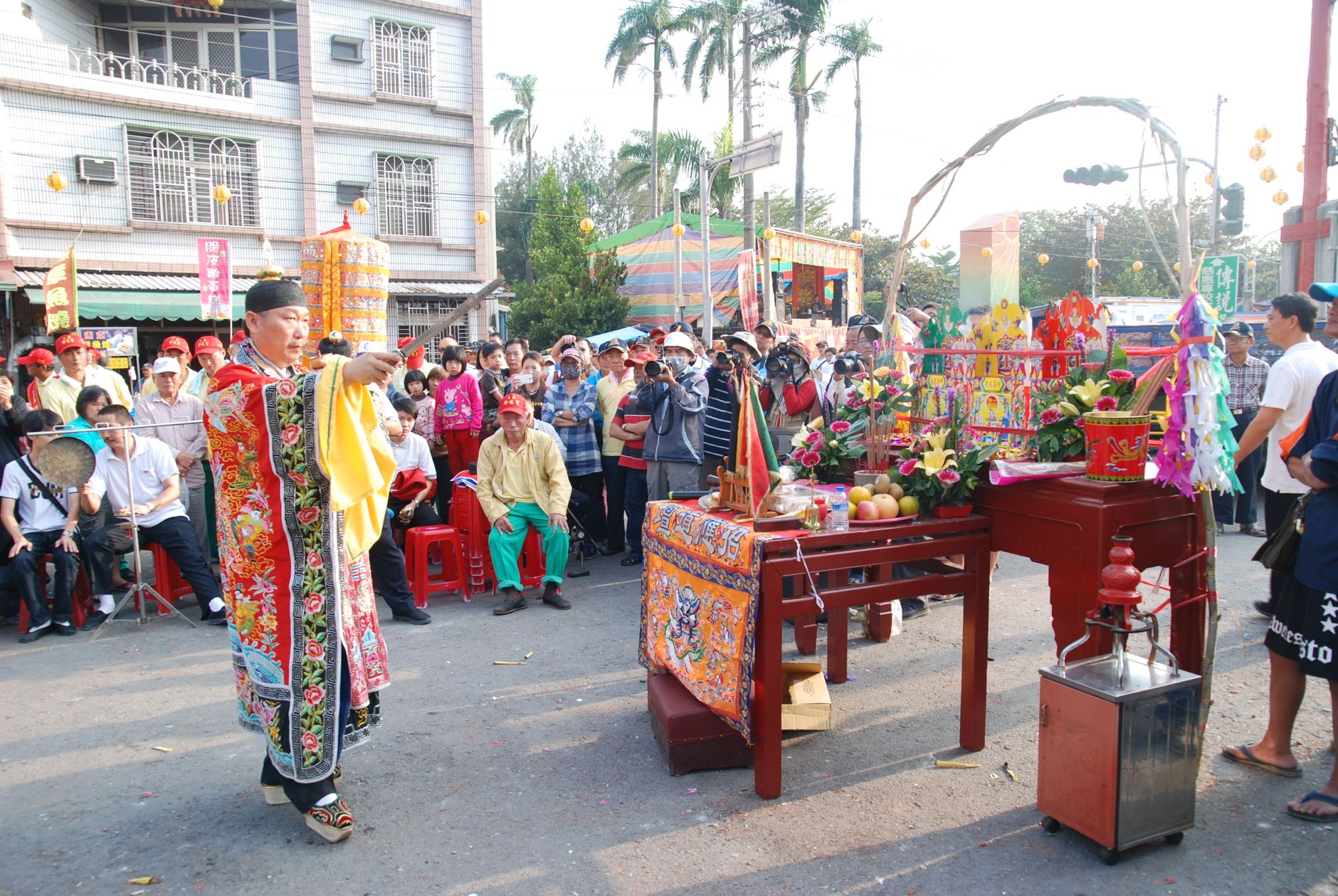 traditional festival ceremony with crowd gathered